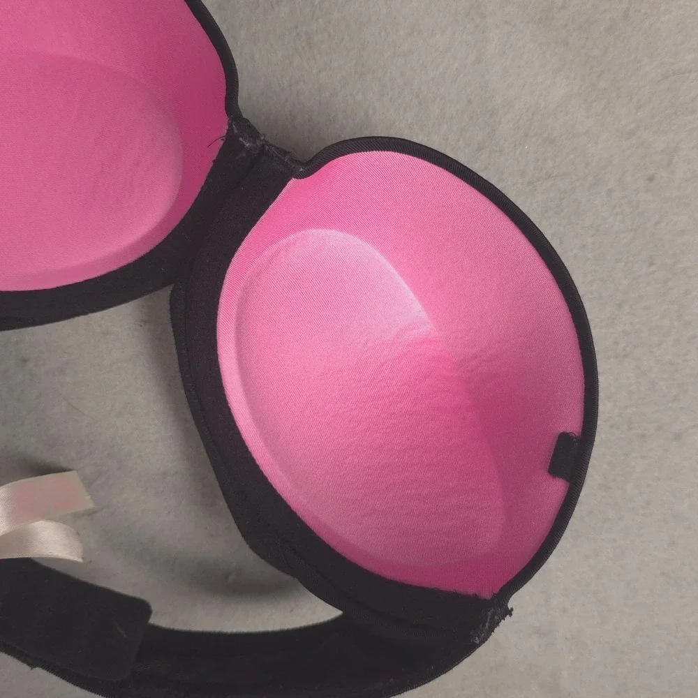 PINK Strapless Bra Black Padded‎ Push Up Everyday Lingerie Size 32C